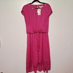 NEW! Michael Kors Tie-Front High-Low Pink Dress, Medium